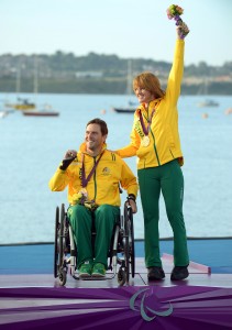 Daniel Fitzgibbon & Liesl Tesch (AUS) GOLD Sailing : Skud 18 (Two-person keelboat) Weymouth and Portland (Thursday 6 Sept) Paralympics - Summer / London 2012 London England 29 Aug - 9 Sept © Sport the library / Jeff Crow