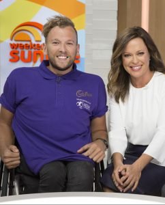 Paralympian Dylan Alcott with Weekend Sunrise hosts Angela Cox and Andrew O’Keefe