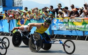 An image of Kurt Fearnley in action during a marathon event
