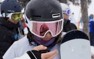 An close-up image of Joany Badenhorst in the skiing gear