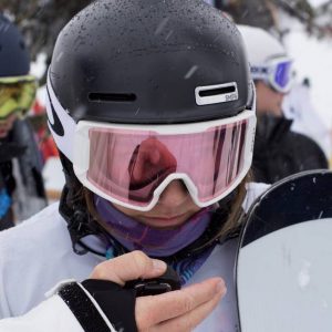 An close-up image of Joany Badenhorst in the skiing gear