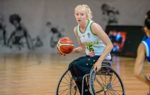 An image of a para-athlete during a game of wheelchair basketball