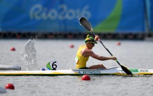 Image of Amanda Reynolds in action while para-canoeing