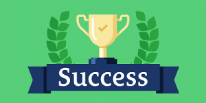 A small icon with the text "success" and a winners cup flanked by leafy branches