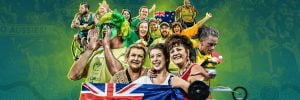 Image of Australian fans cheering with Australian paralympians in action