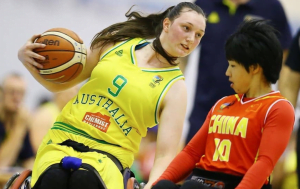 Female wheelchair basketball player