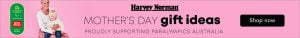 Banner showing Mother Day Gift Ideas sponsored by Harvey Norman