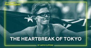 image of male paralympian jaryd clifford. Text: the heartbreak of tokyo