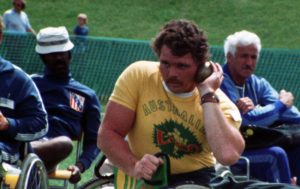 Image of Australian, male Paralympian Eric Russell participating in shot put