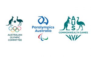 Image of Australian Olympic Committee logo, Paralympics Australia logo and Commonwealth Games Australia logo in a line