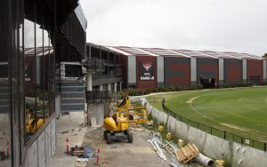Image of the outside renovations underway for the Essendon Football Club Hangar Facility