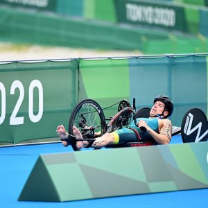 Australian Paralympian Nic Beverage cycling at Tokyo 2020