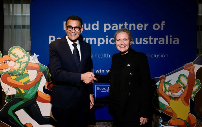 Bupa Asia Pacific CEO Hisham El-Ansary with Paralympics Australia CEO Catherine Clark