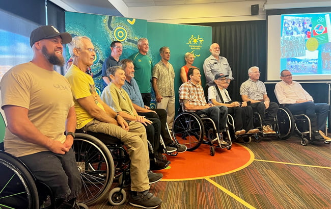 A group photo of Paralympians taken at the Pin Project Ceremony in Brisbane