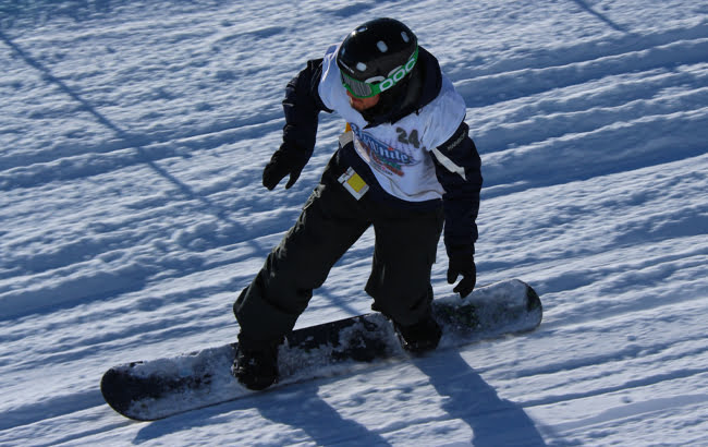 The late snowboarder Matty Robinson snowboarding.